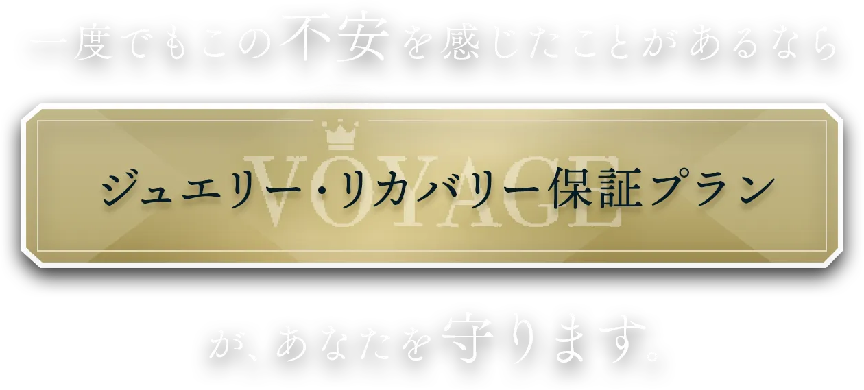 一度でもこの不安を感じたことがあるなら。ジュエリー・リカバリー保証プランが、あなたを守ります。